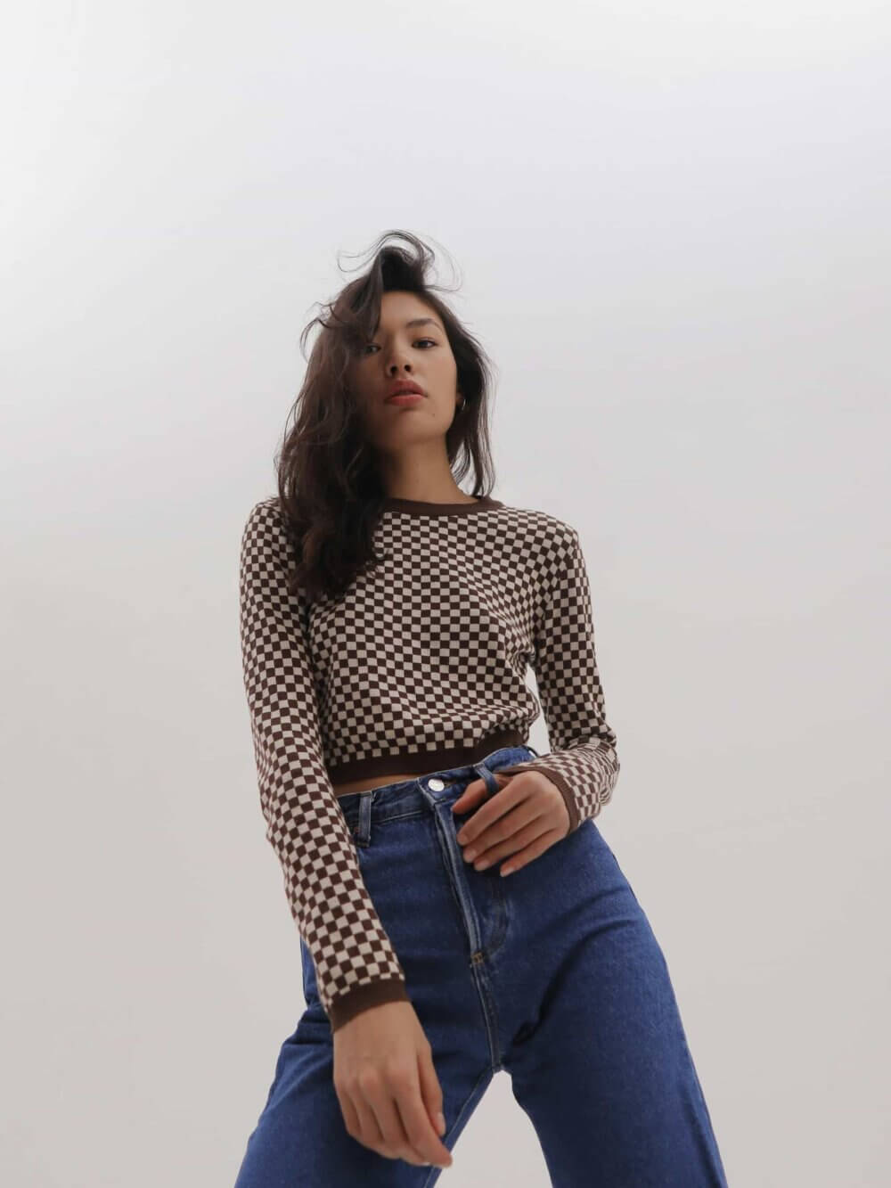Cropped knit sweater