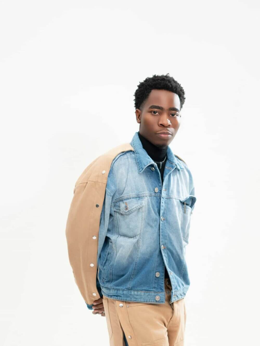 Side rivet wide denim jacket
